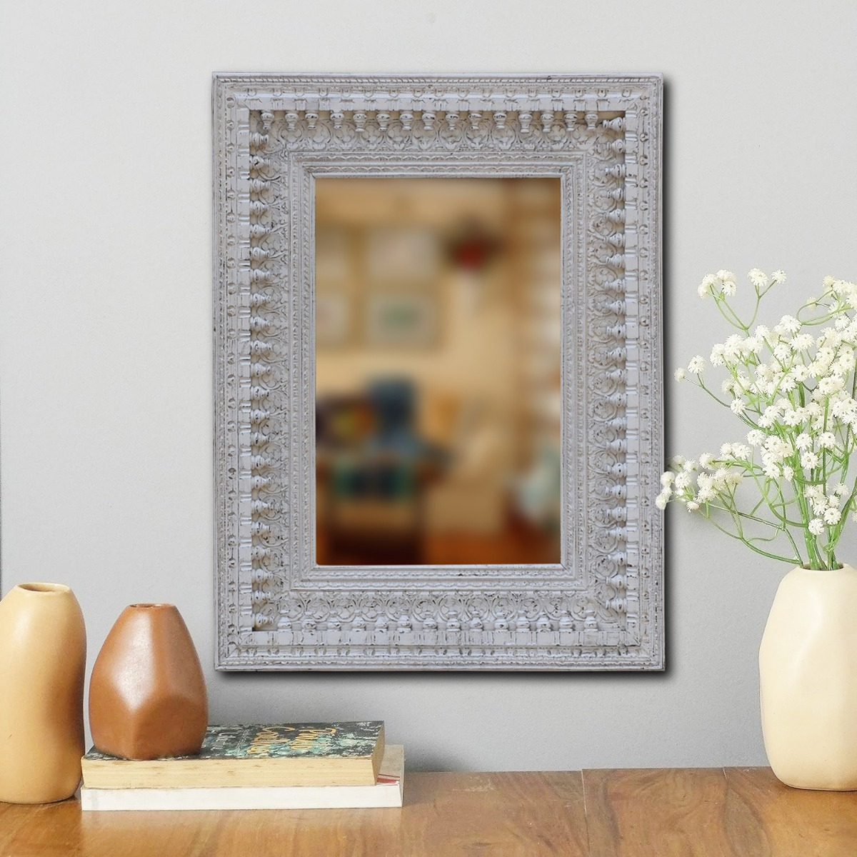 Buy Ivy Carved Rectangular Wooden Mirror at Artisans Rose