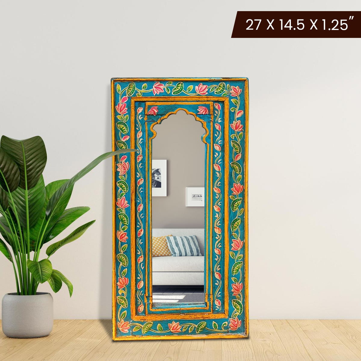 Decorative wooden mirror with handcrafted design for classic interiors 