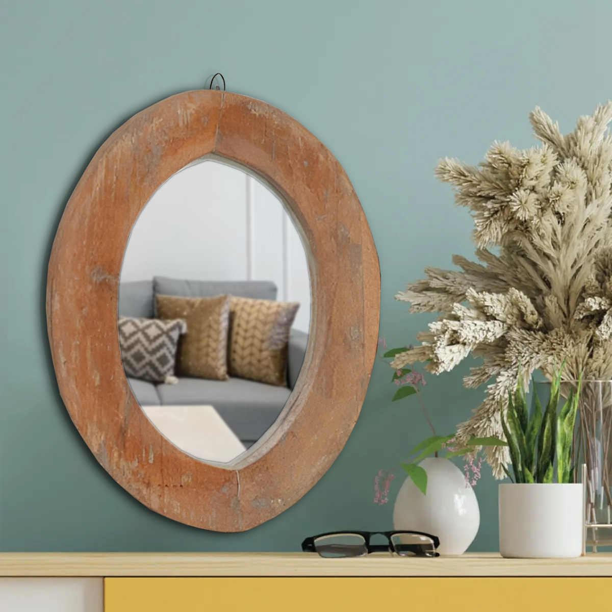 Antique style wall mirror with ornate detailing and traditional craftsmanship