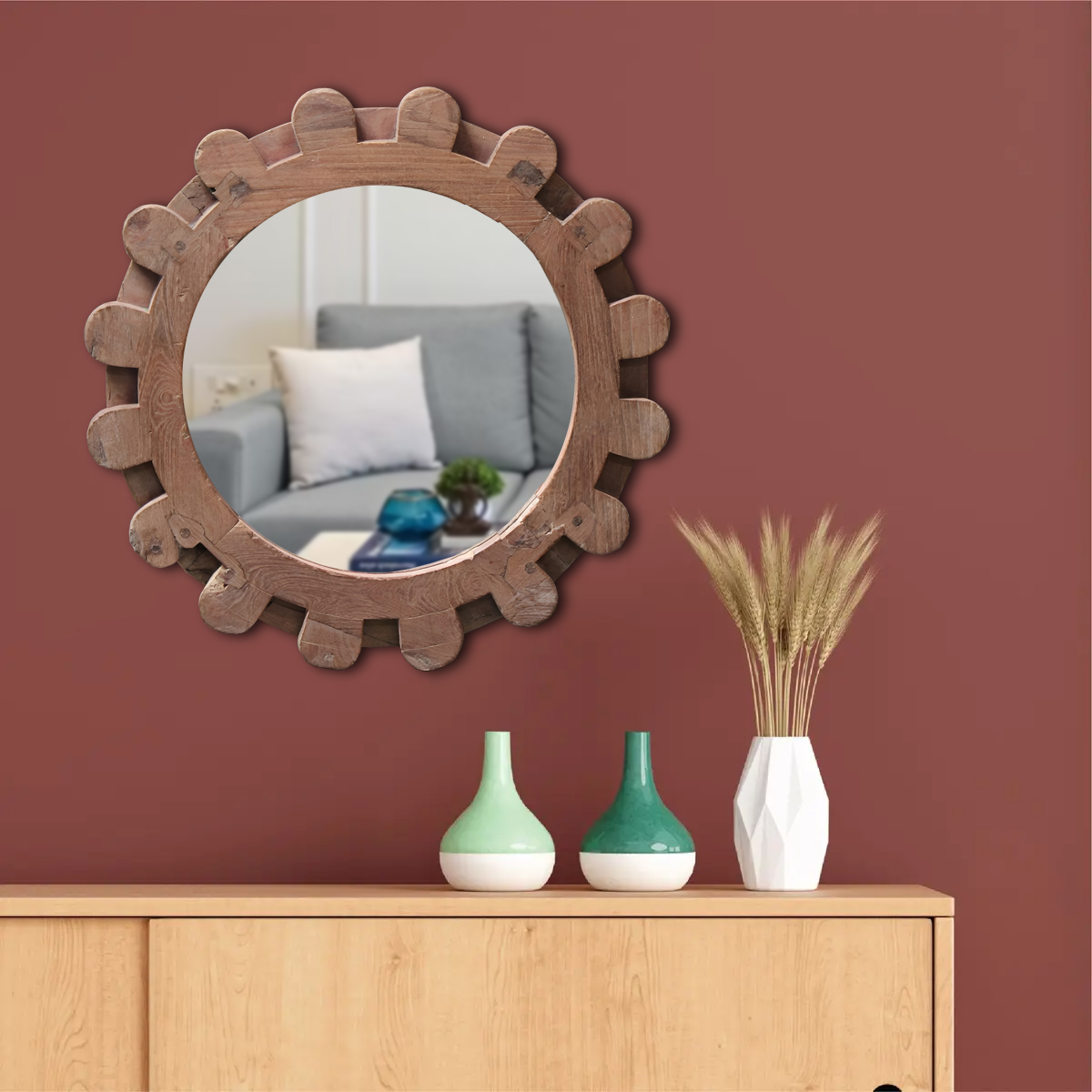 Calder wall mirror showcasing refined detailing and timeless craftsmanship