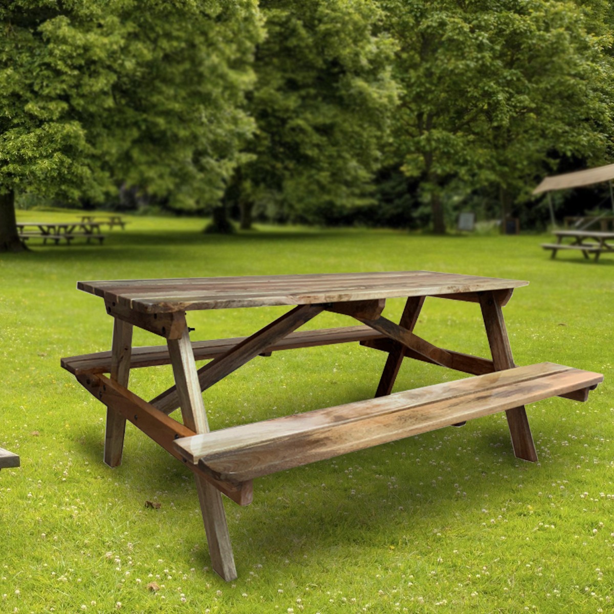 Handcrafted wooden table with natural finish
