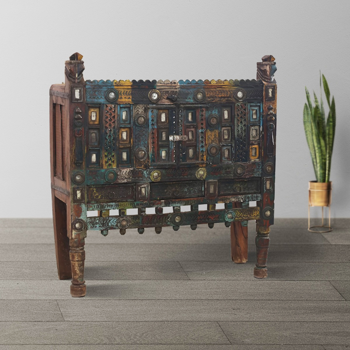 Wooden Ayman Damchiya storage cabinet for elegant living room