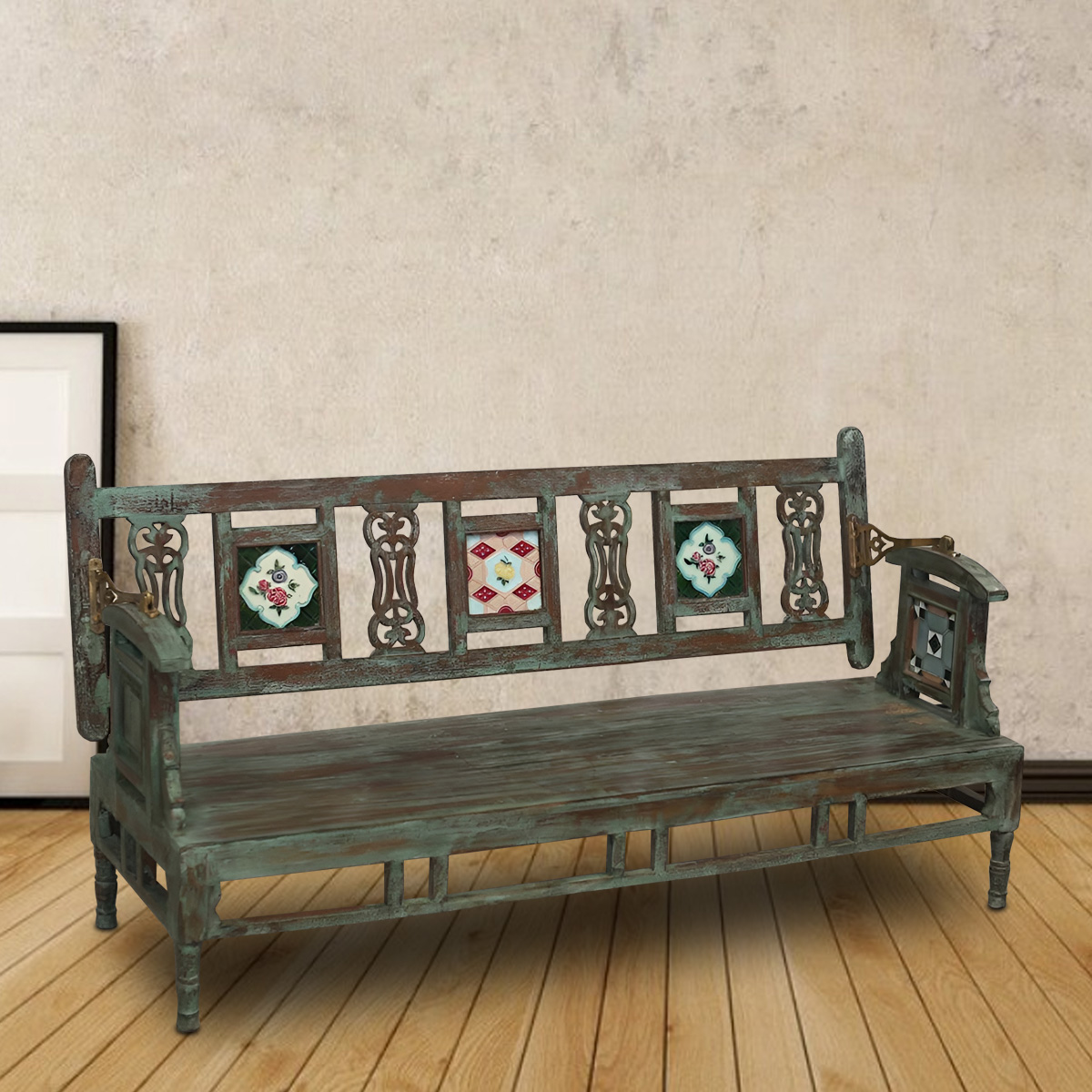 Minimal wooden bench for living room or entryway decor